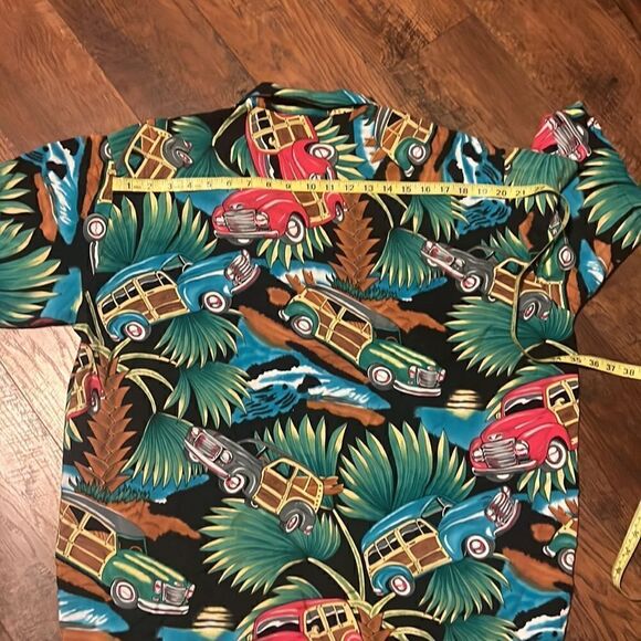 Pineapple Connections by Hey Man Woody Print Hawaiian Shirt size L - Picture 11 of 11
